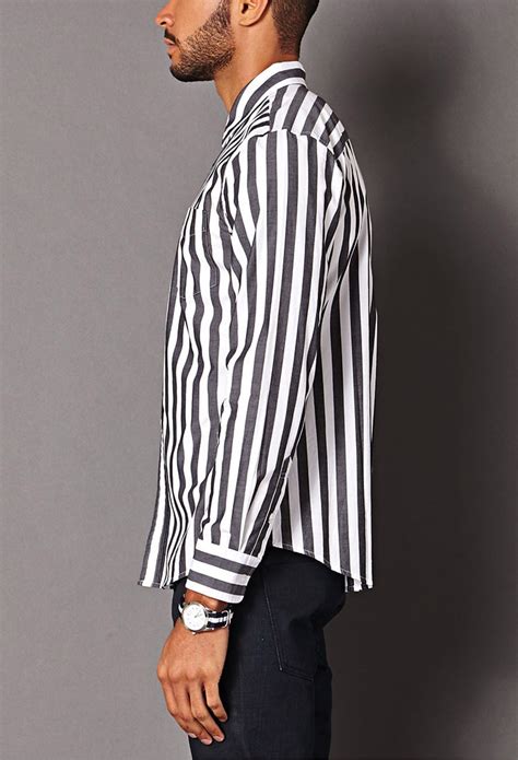 Lyst Forever Vertical Striped Classic Fit Shirt In White For Men