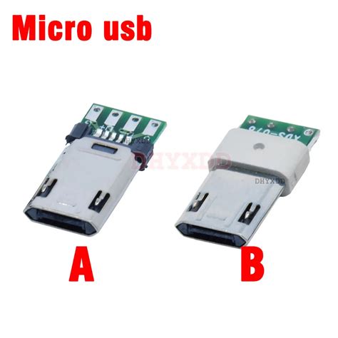 Prise Mâle Micro Usb 5 Broches Avec Plaque De Soudure Pcb Connecteur Double Face Micro 5p Port