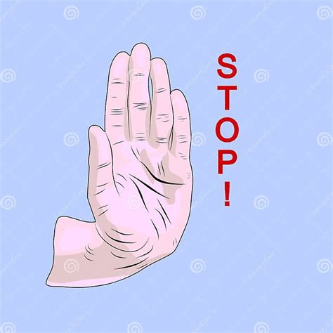 Hand In The Cartoon Style The Symbol Of Stop Hand Sign For Poster