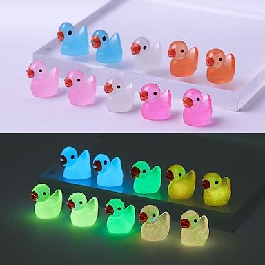 30pcs Mini Luminous Ducks Cute Resin Ducks Glow In The Dark Miniature