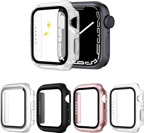 4 Pack Compatible For Apple Watch Case 40mm Screen Protector Series 4 5 6 Se Hard Pc Bumper