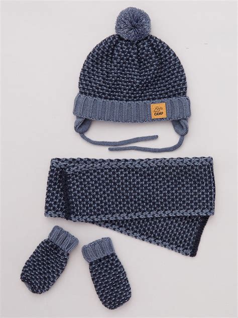 Ensemble Bonnet Moufles Charpe Bleu Kiabi