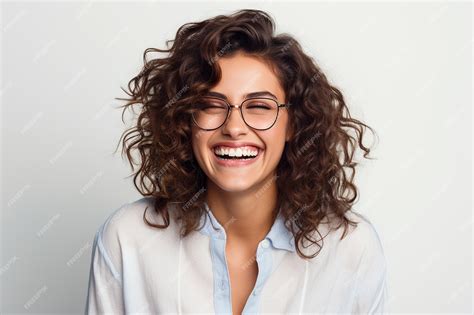 Premium Ai Image Happy Satisfied Woman Wearing Glasses Generative Ai