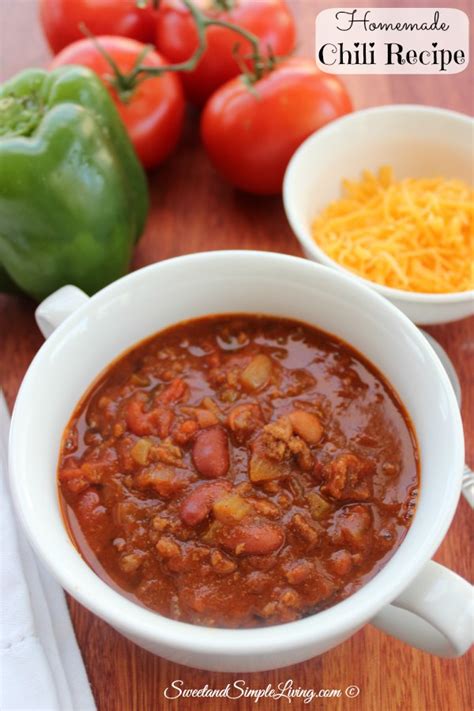 Homemade Chili Recipe Sweet And Simple Living