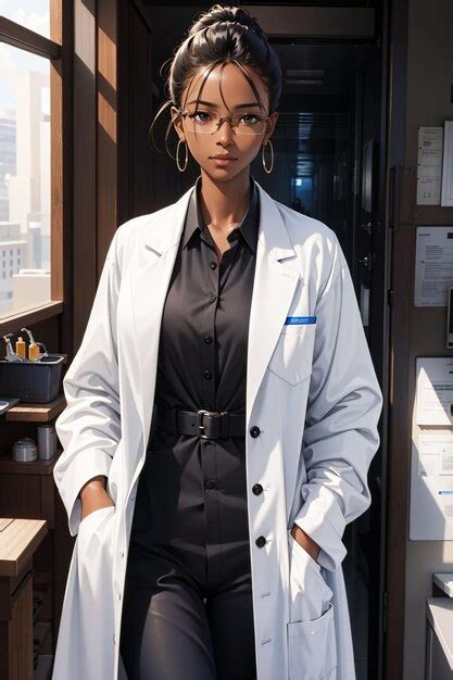 mujer negra  traje de doctor foto premium