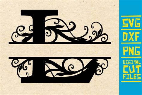 Alphabet Floral Split Monogram L Graphic By Svgyeahyouknowme · Creative Fabrica