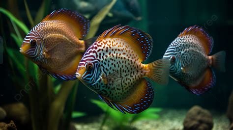 Discus Fish In An Aquarium With Other Fish Background Aquarium Fish