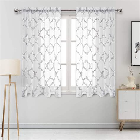 Amazon DWCN Grey Embroidered Sheer Curtains Faux Linen Moroccan