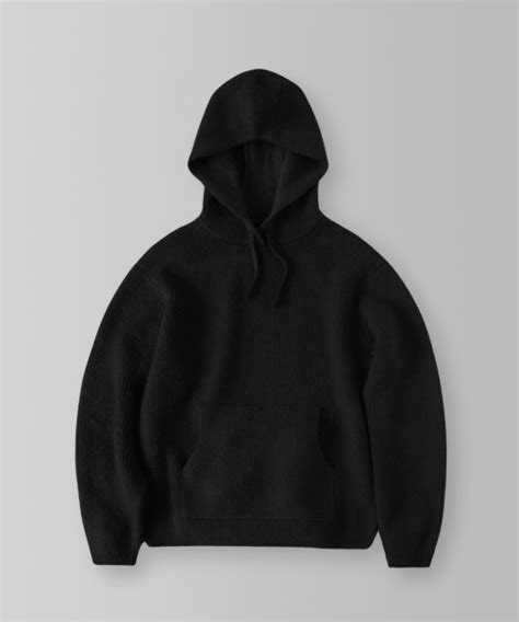 Musinsa Lafudgestore Boucle Overfit Hooded Knit Black