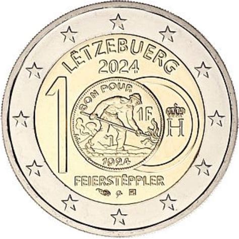 Luxemburg 2 Euro 2024 100 Jahre Franken Feiersteppler 10 50