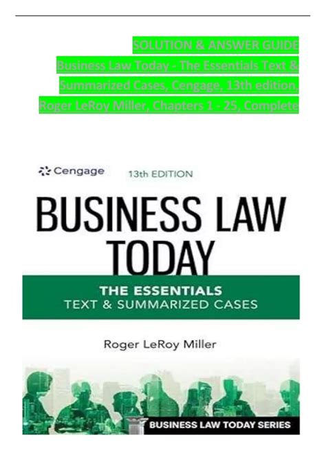 SOLUTION & ANSWER GUIDE Business Law Today - The Essentials Text