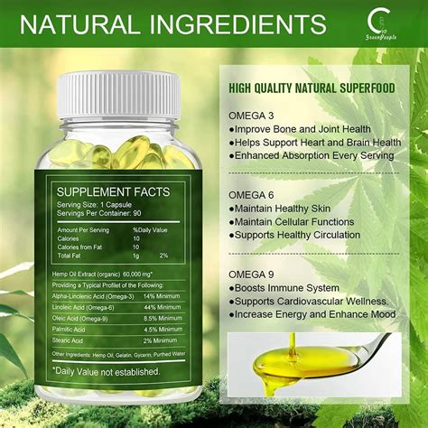 100 Natural Hemp Oil Capsules 60 000 Mg Extra Strength 180 Servings For Stress Sleep