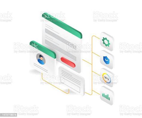 Isometric Flat 3d Illustration Concept Of Personal Data Analyst Screen