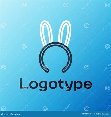 Line Mask With Long Bunny Ears Icon Isolated On Blue Background Fetish Accessory Sex Toy For