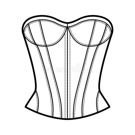 Corset Style Top Technical Fashion Illustration With Fitted Body Scoop