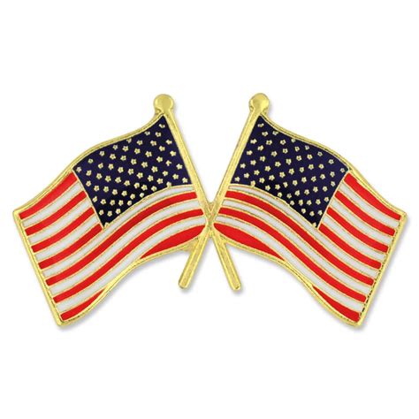 Pinmart S Usa Crossed American Flags Patriotic Enamel Lapel Pin