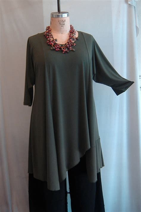 Coco And Juan Plus Size Asymmetric Tunic Top Olive Traveler Etsy