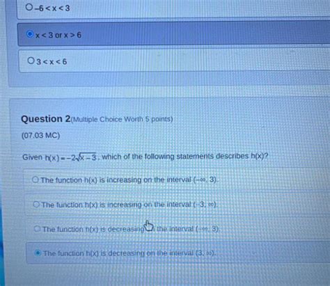 Given H X 2 X 3 Which Of The Following Statements Describes H X The Function H X Is