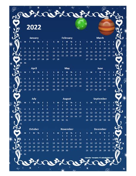 2022 Yearly Calendar Design Template - Free Printable Templates