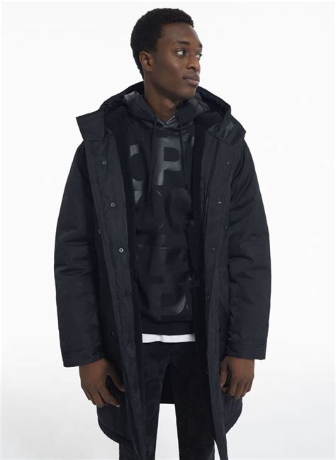 Printed Hooded Parka Black The Kooples Men Place Des Tendances