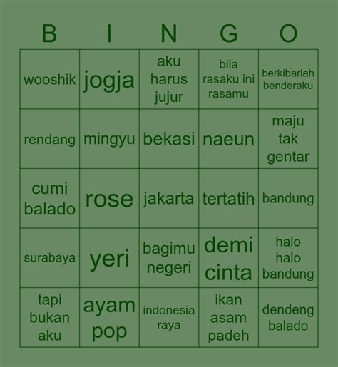 sz Bingo Card