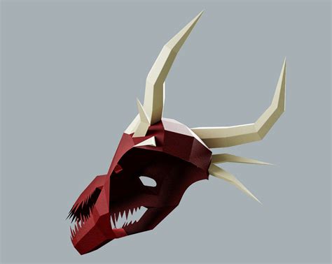 Papercraft mask Dragon DIY paper craft PDF template make | Etsy