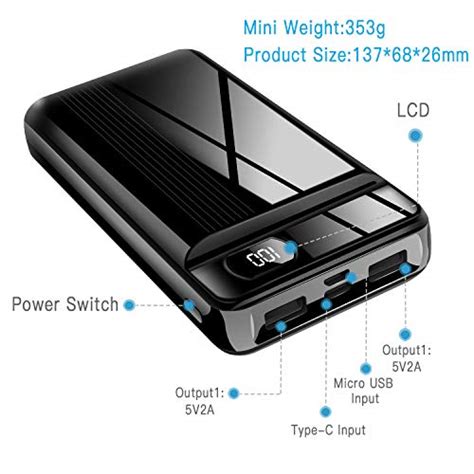 Power Bank Portable Charger 26800mah Huge Capacity External Battery With Dual Input Port Lcd