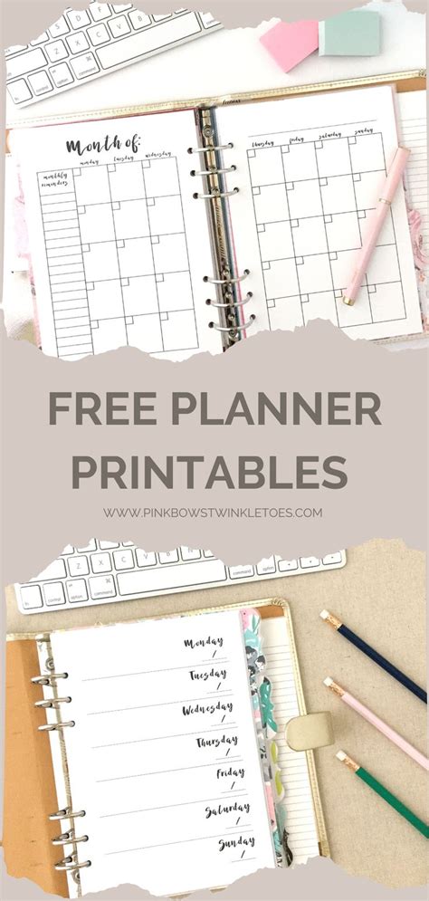 A5 Planner And Mini Notebooks Open And Laying On A Desk Below A Mac Keyboard Free Planner