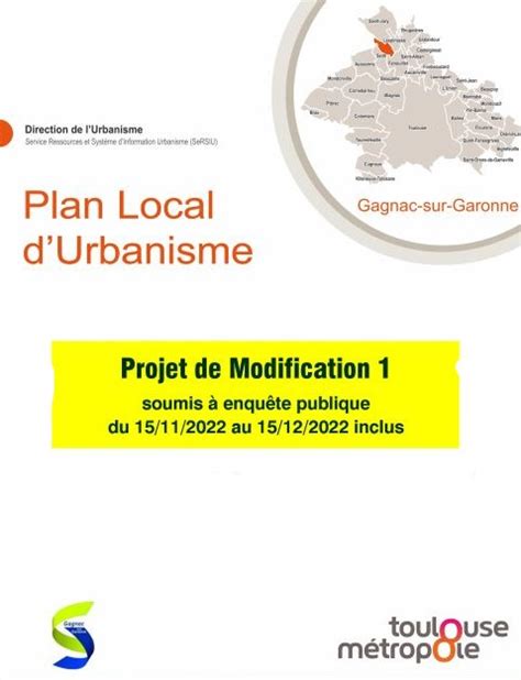 AVIS DENQUETE PUBLIQUE PREMIERE MODIFICATION DU PLAN LOCAL DURBANISME