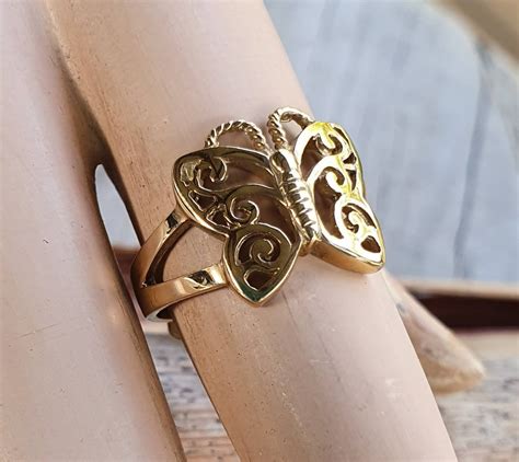 Gold Butterfly Ringsolid 9ct Etsy