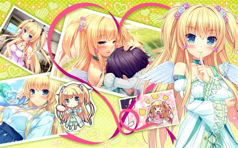 Aliasing Blonde Hair Blush Boku To Koi Suru Ponkotsu Akuma Flowers Fujima Emiri Game Cg Green