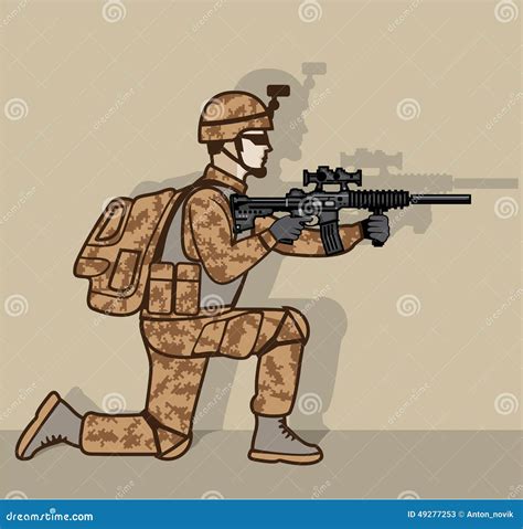 Kneeling Soldier Stock Vector Illustration Of Gunner 49277253