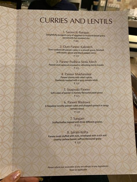 Menu At The Higher Taste Restaurant Bengaluru Inside ISKCON