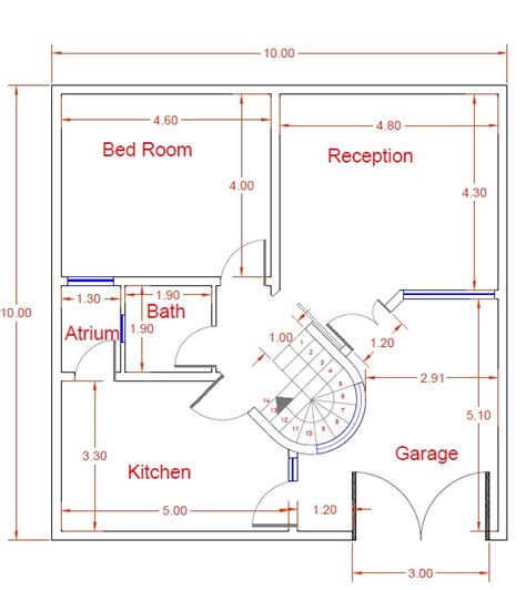 Home Plan 10 by 10 meters - CAD Files, DWG files, Plans and Details