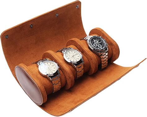 Watch Roll Travel Case 3 Slot PU Leather Watch Rolls Box For Men And