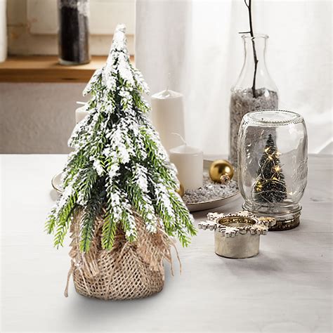 Floleo Mini Bedroom Tabletop Xmas Tree Unique Snowflake Flocking