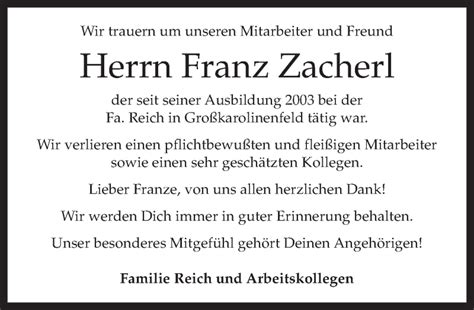 Traueranzeigen Von Franz Zacherl Trauer Merkur De