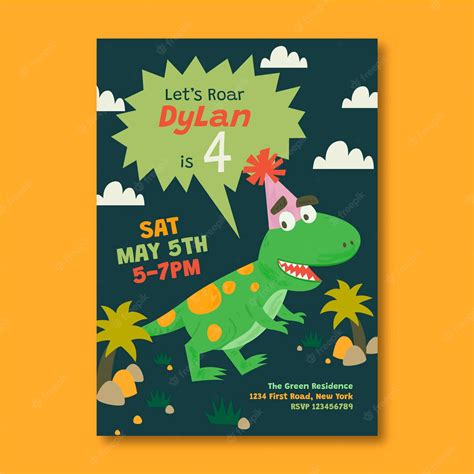 Hand Drawn Dinosaur Birthday Invitation Stokverse