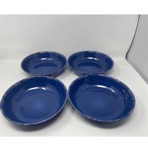 Tommy Bahama Melamine Dinner Bowls Salad Pasta Blue Navy Rustic