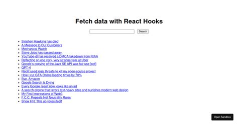 Fetch Data With React Hooks Codesandbox