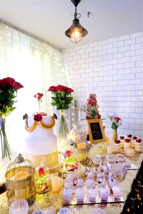 Kara S Party Ideas Beauty And The Beast Inspired Wedding Dessert Table