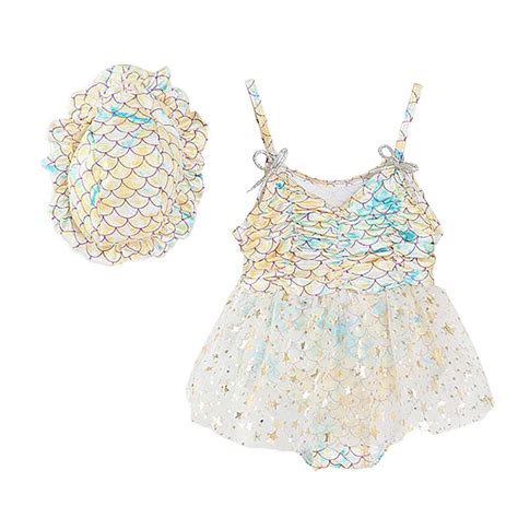 Rovga Years Girls Swimsuit Summer Sleeveless Prints Swimwear Beach Bikini Cap Set Adorable