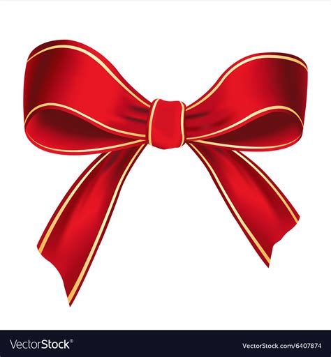 Realistic Red Bow Isolated On White Background Vector Image