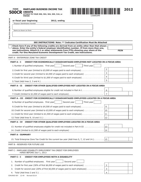 Cr Maryland Tax Forms And Instructions