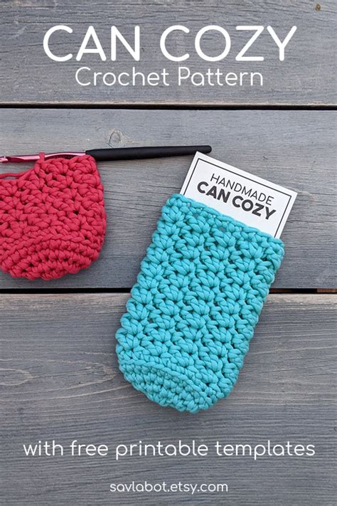 Crochet Slim Can Cozy Pattern And Printable Can Cozy Holder Etsy