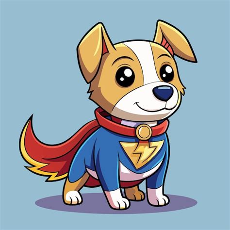 El lindo perro superhéroe de dibujos animados Vector Artwork Vector