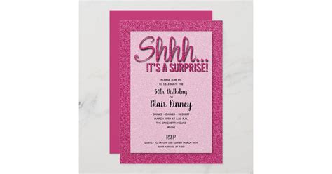 Hot Pink Glitter Surprise Birthday Invitations Zazzle