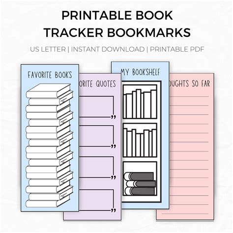 Book Tracker Bookmark Printable Free