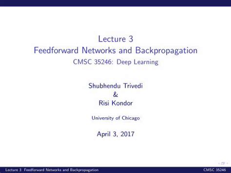 PDF Lecture 3 Feedforward Networks And Backpropagationshubhendu Pages