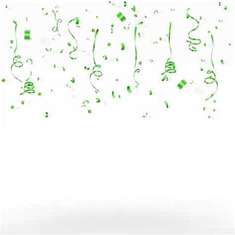 Premium Vector Green Ribbon And Confetti On White Background